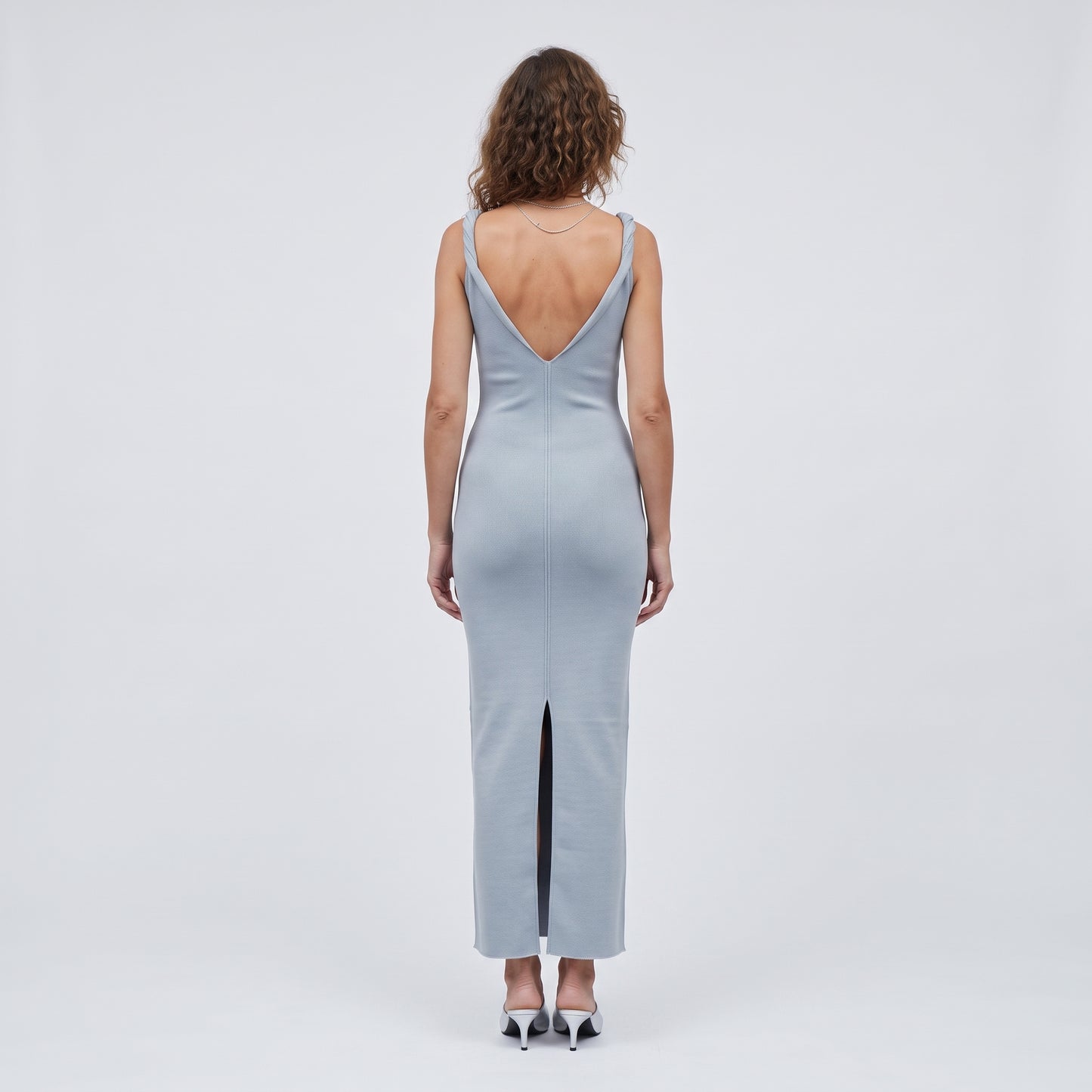 Sleeveless V-Neck Knit Midi Dress