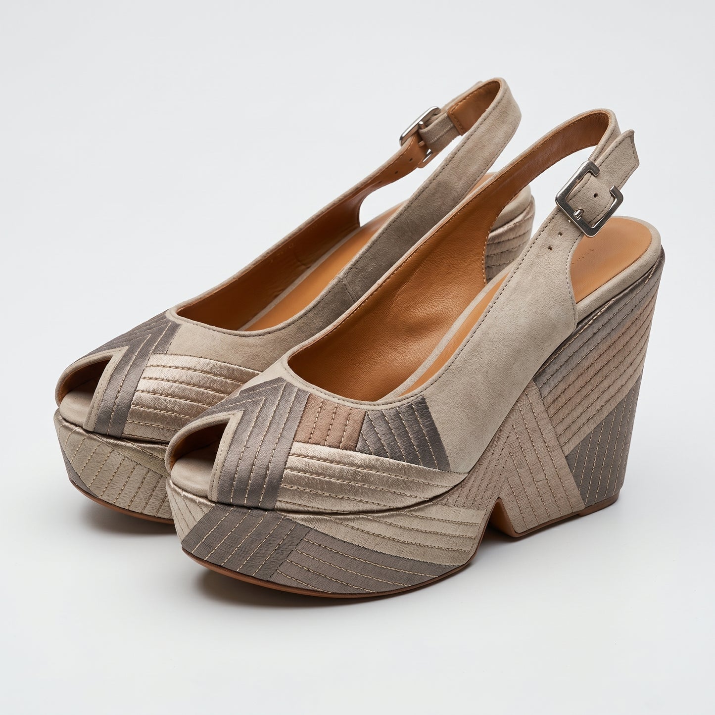 Graphic Wedge Slingback Sandals