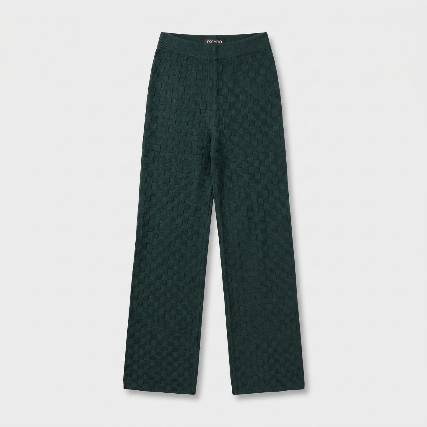 Textured Forest Green Knit Trousers
