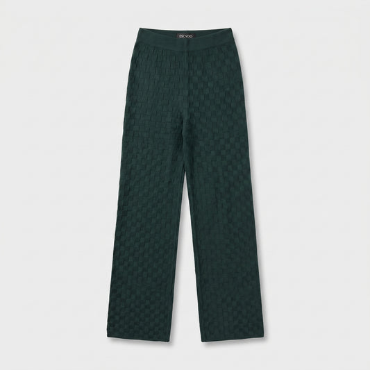 Textured Forest Green Knit Trousers