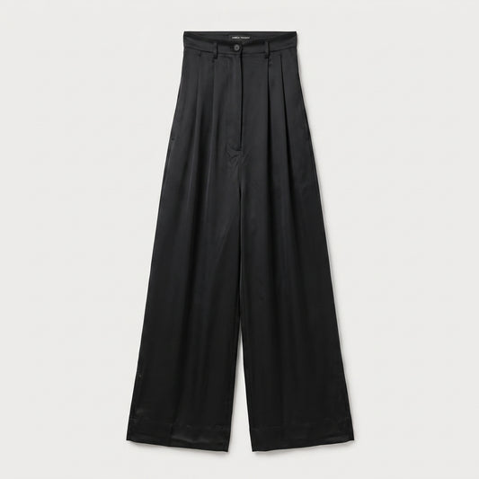 High-Waisted Satin Wide-Leg Trousers