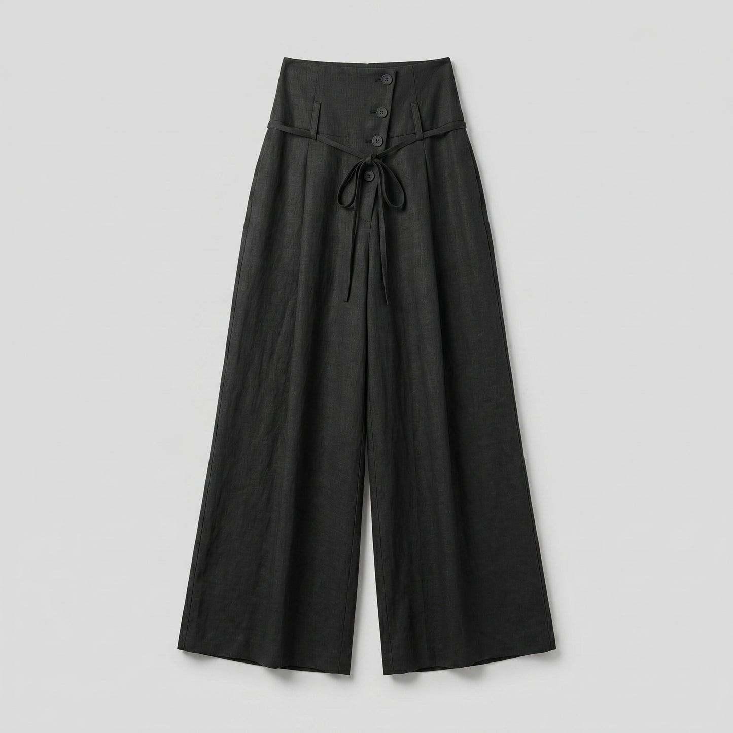 High-Waisted Linen Wide-Leg Trousers