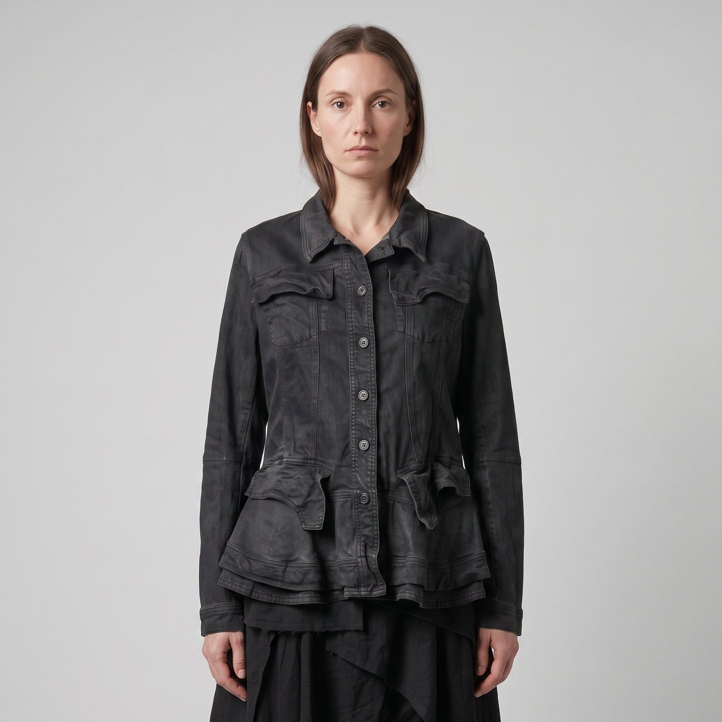 Structured Peplum Denim Jacket