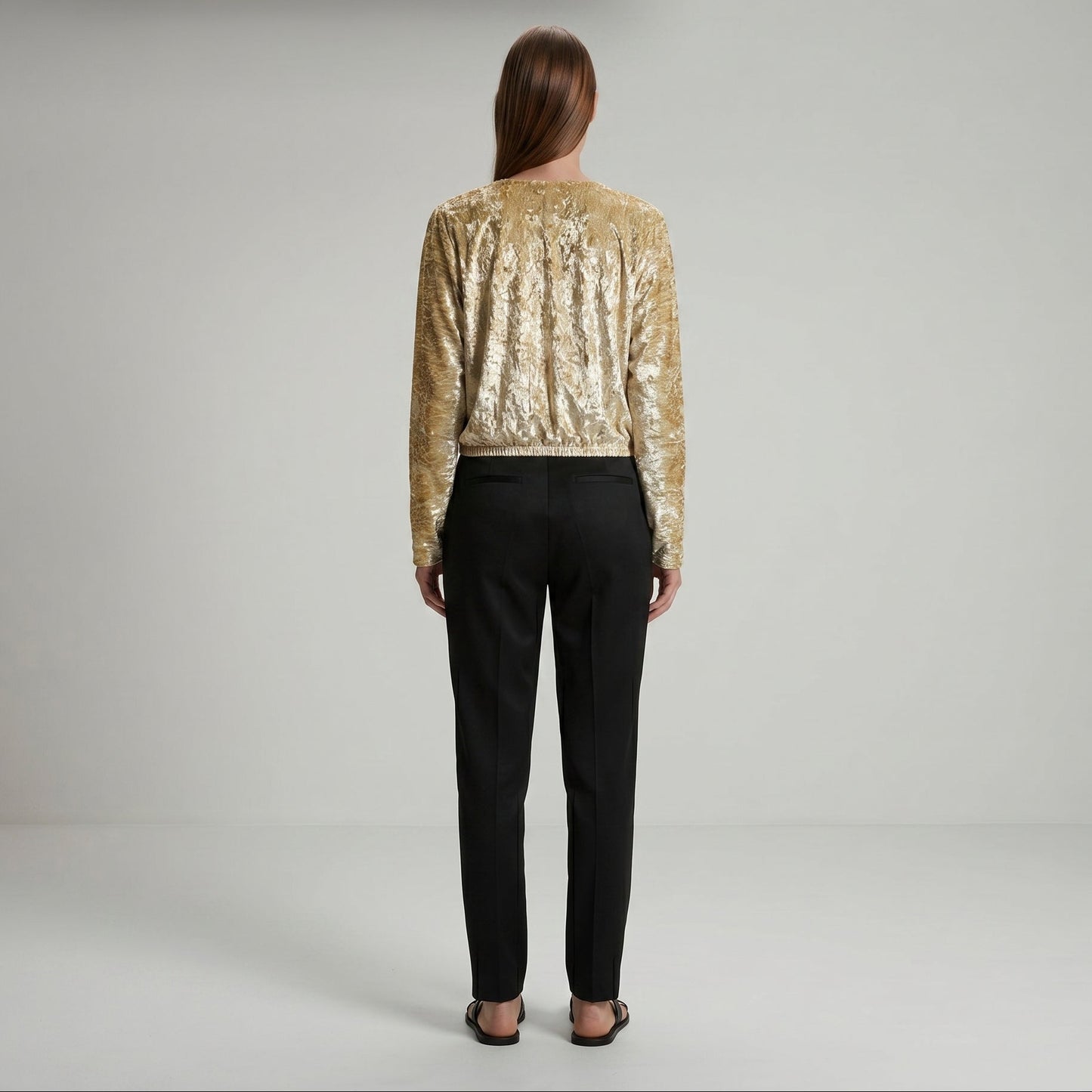 Metallic Crushed Velvet Wrap Top
