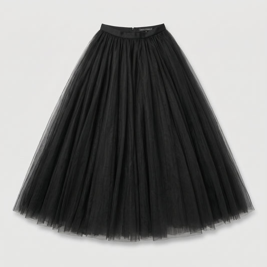 Elegant Black Tulle Maxi Skirt