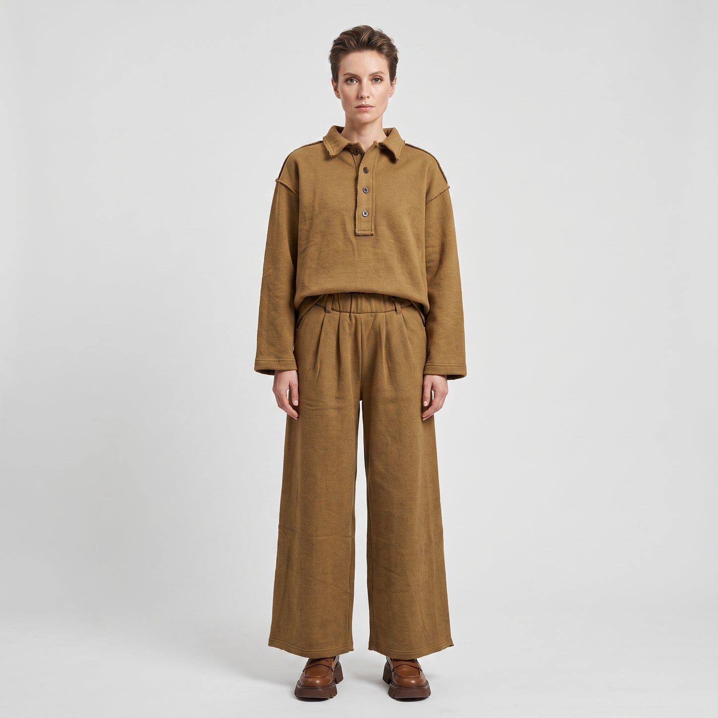 Raw Edge Cotton Knit Polo