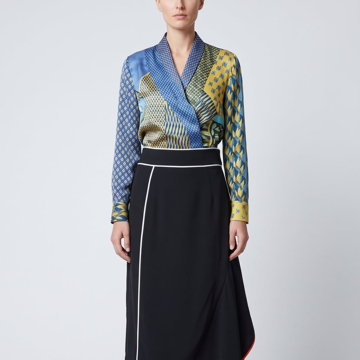 Contrast Trim Cady Midi Skirt