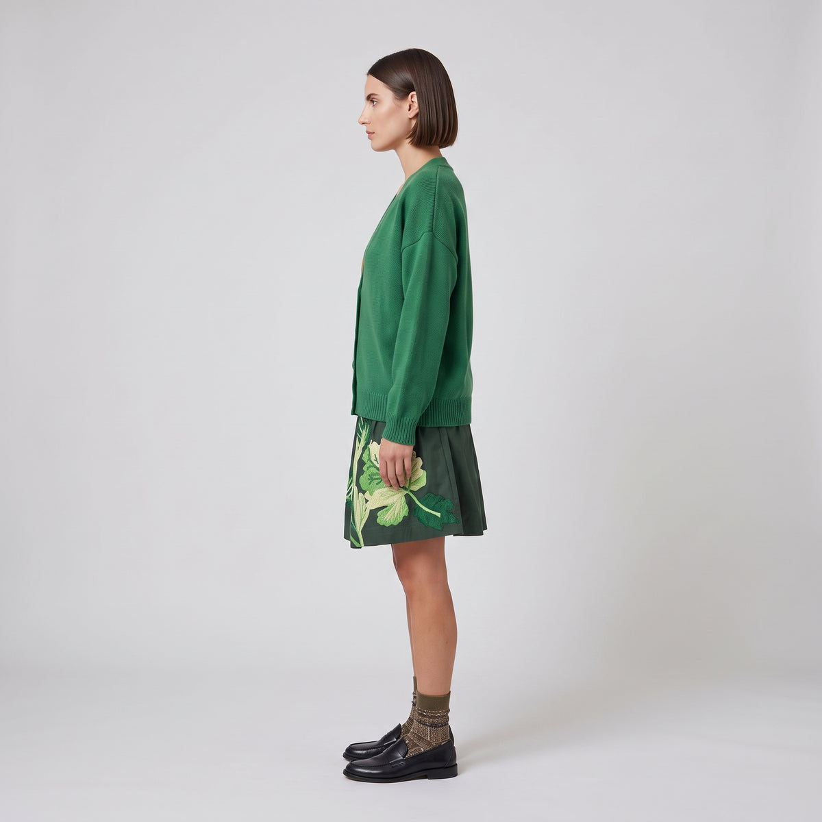 Floral Intarsia V-Neck Cardigan