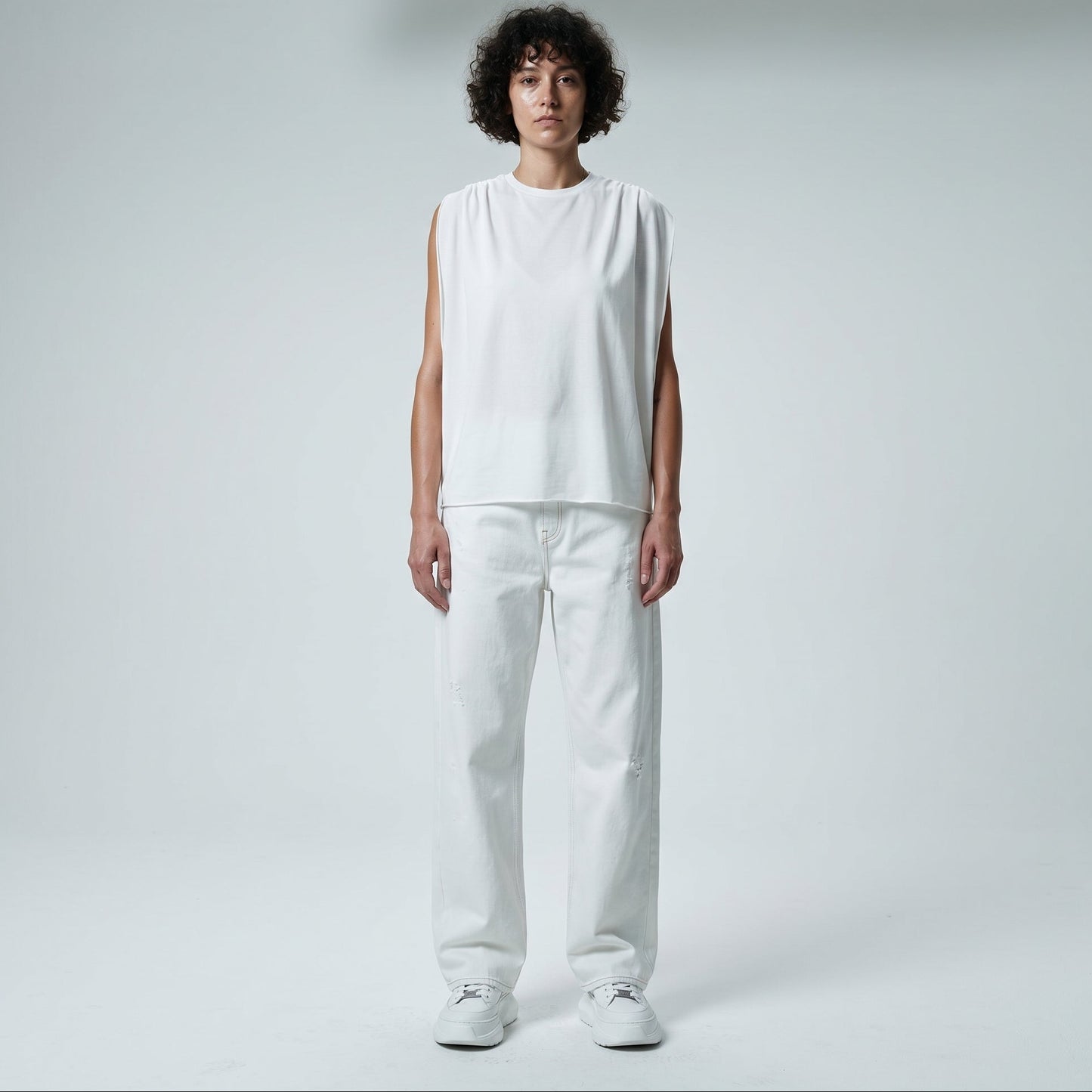 Minimalist Pleated Shoulder Tank