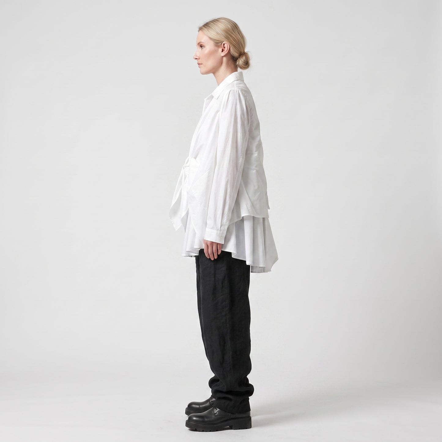 Architectural Knot-Front Cotton Shirt