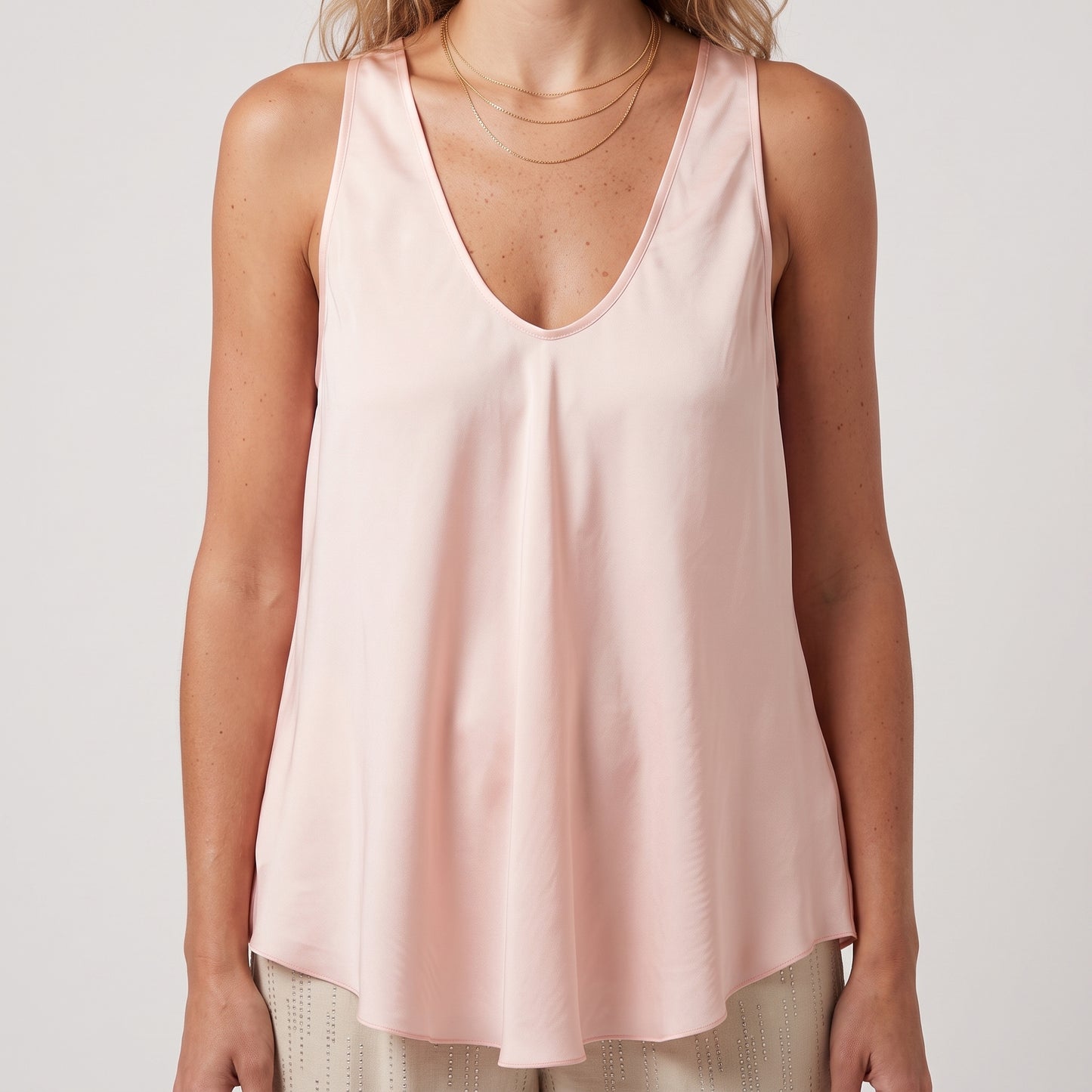 Silk V-Neck Sleeveless Tank