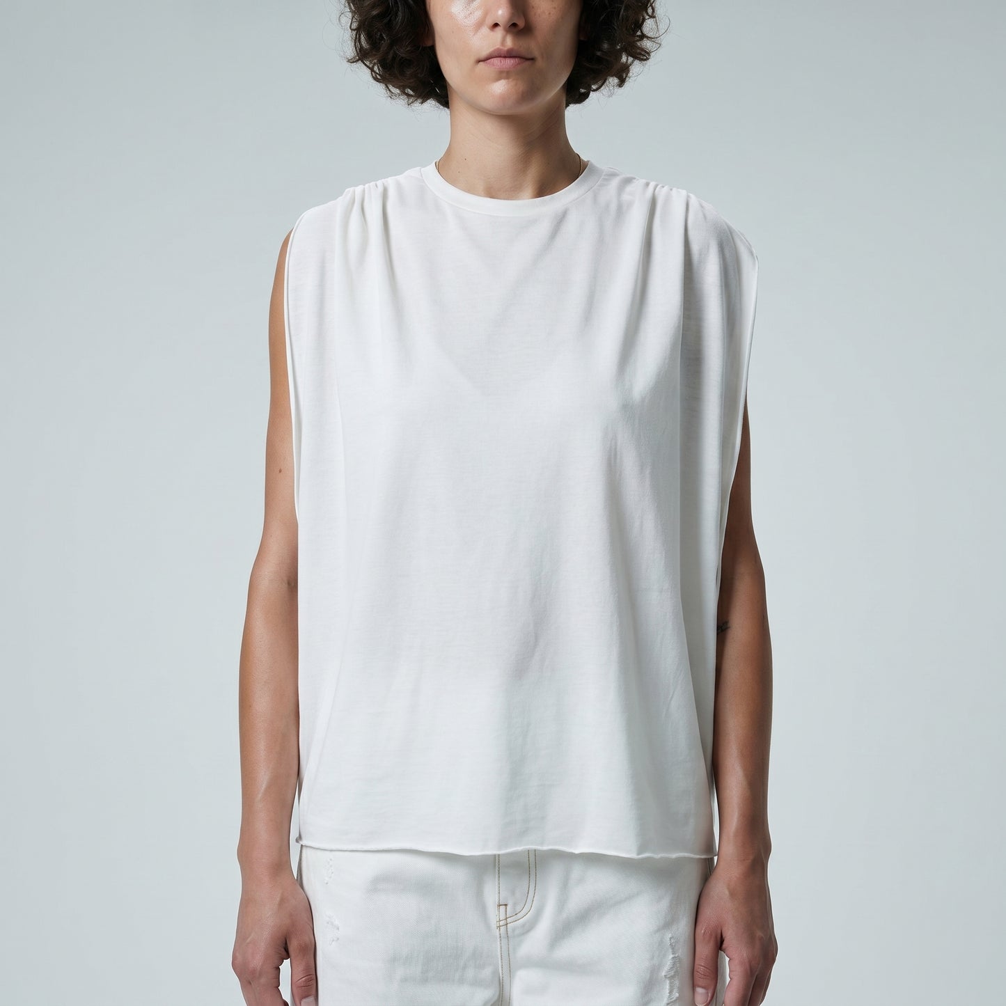 Minimalist Pleated Shoulder Tank