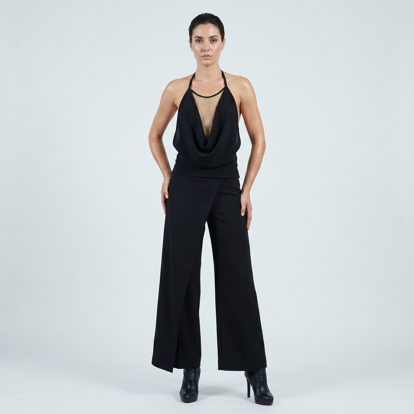 Draped Halter Illusion Top
