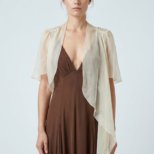 Sheer Silk Chiffon Draped Shrug