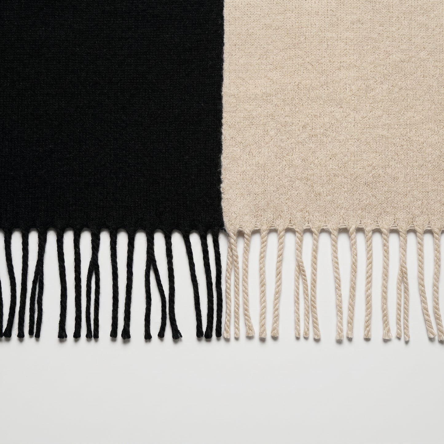 Two-Tone Fringed Knit Scarf