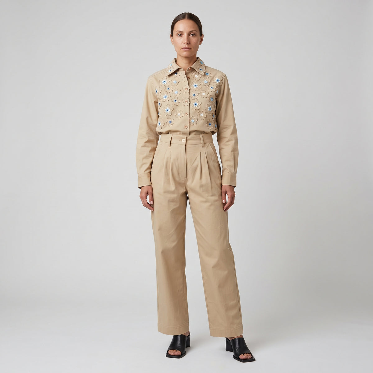 Tailored High-Waisted Pleated Trousers