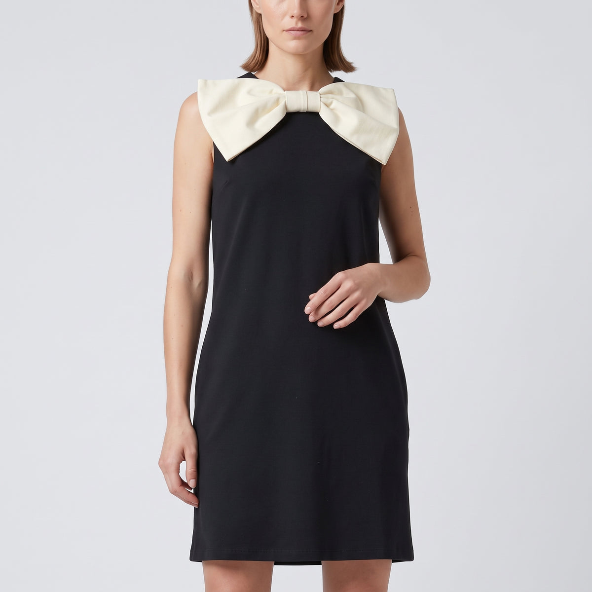 Sleeveless Bow Embellished Mini Dress