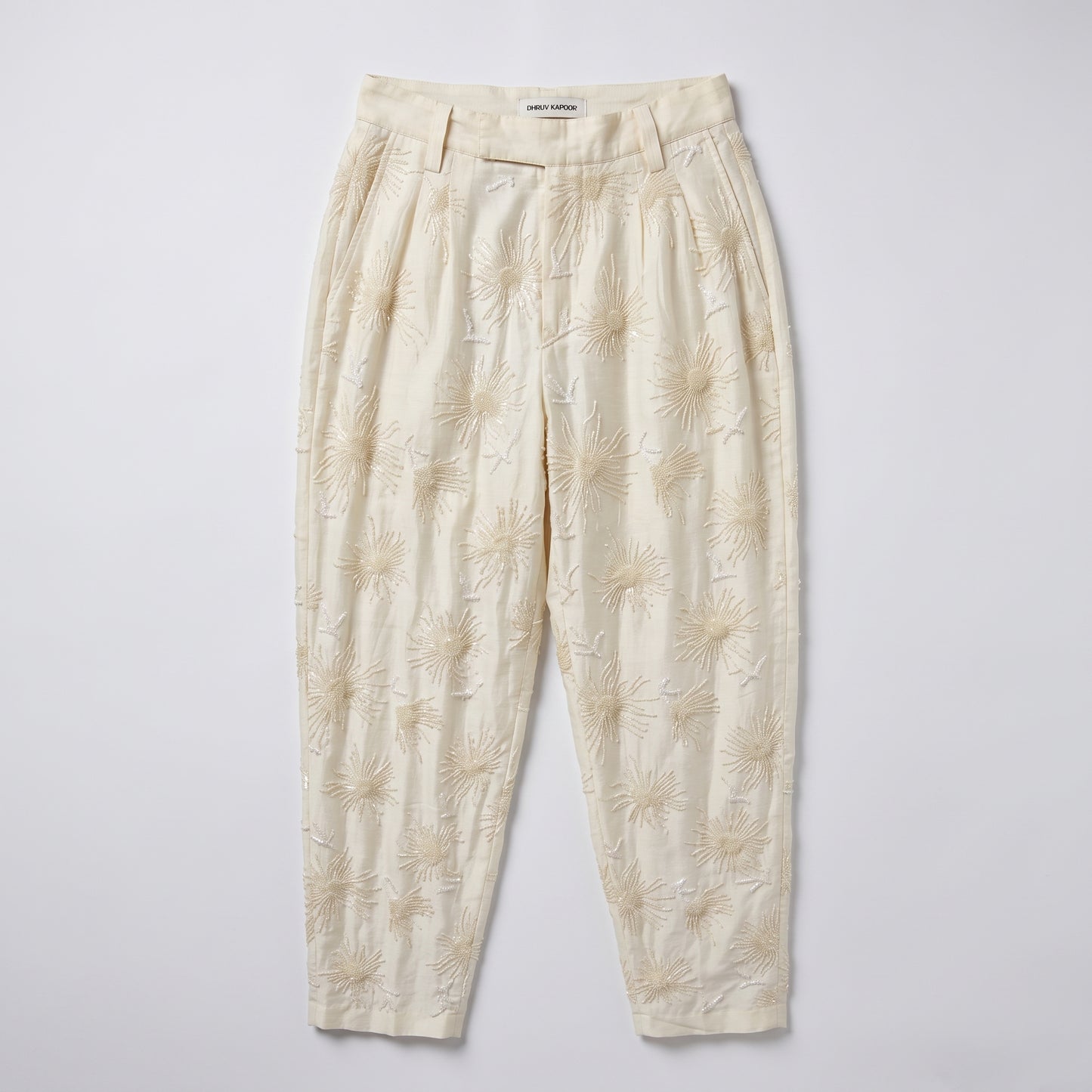 Embroidered Floral Tailored Trousers