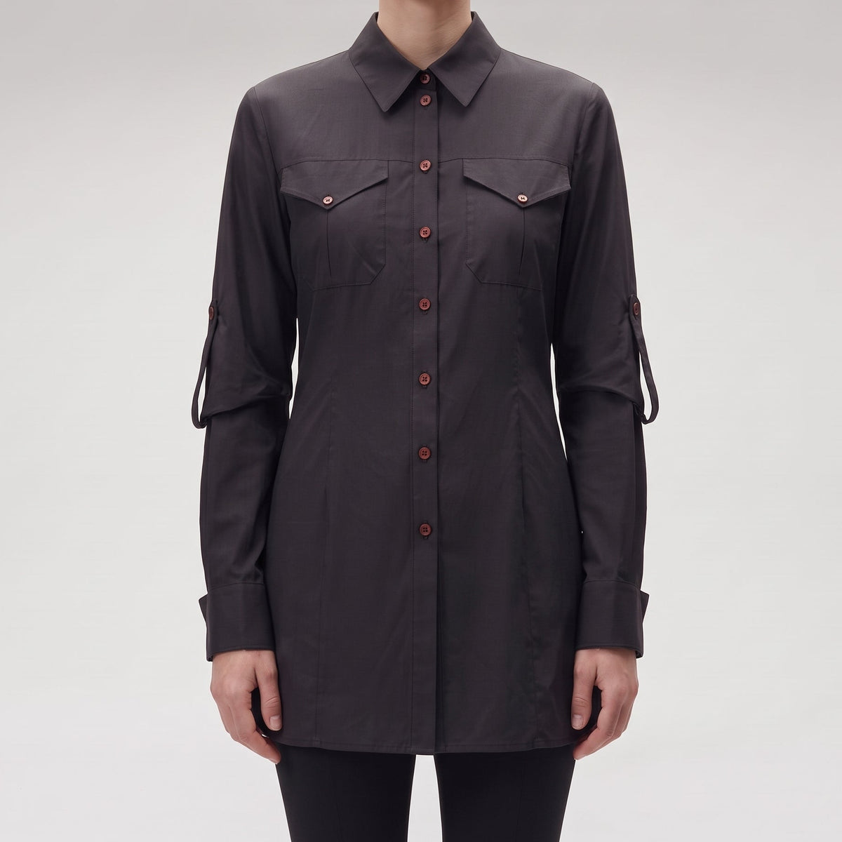 Ruched Button Down Shirt