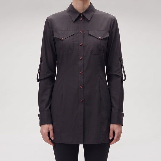 Ruched Button Down Shirt