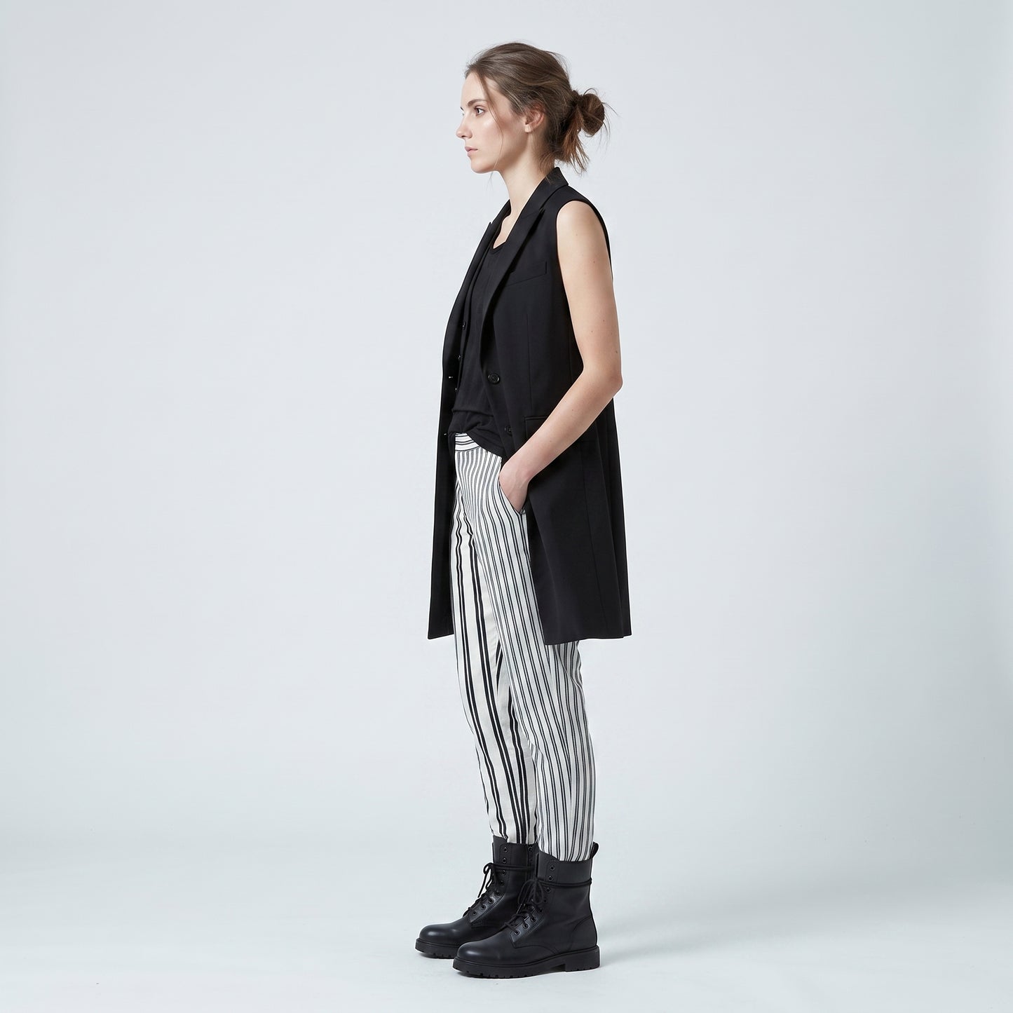 Asymmetric Striped Tailored Trousers
