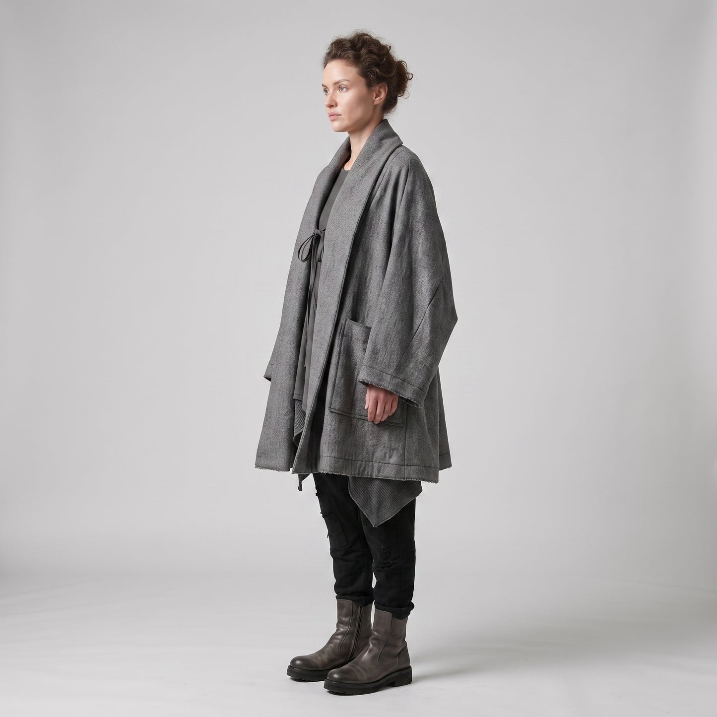 Textured Wool Shawl Collar Jacket