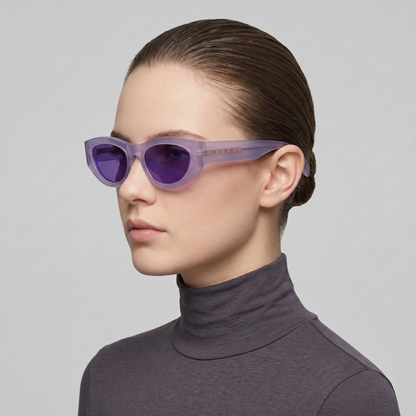 Transparent Purple Cat Eye Sunglasses
