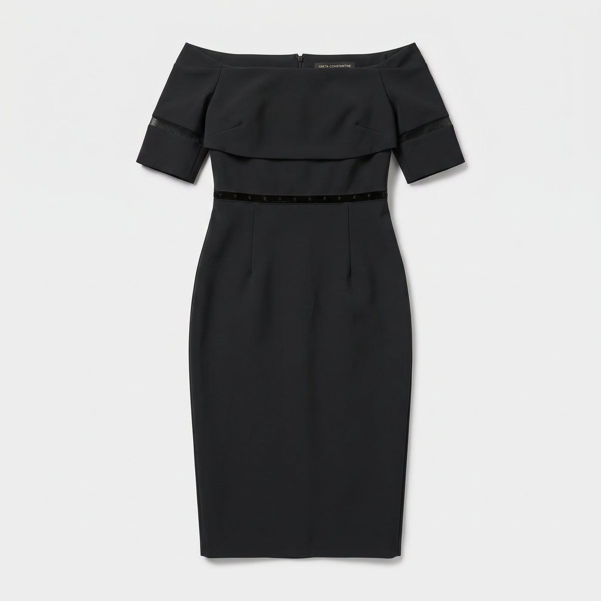 Off-Shoulder Black Pencil Dress
