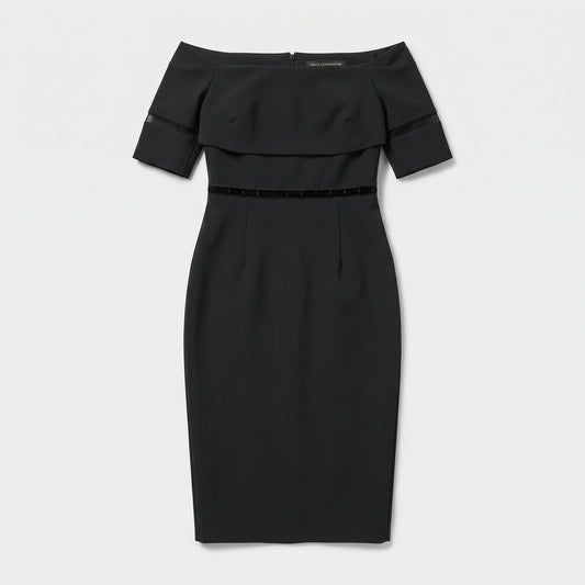 Off-Shoulder Black Pencil Dress