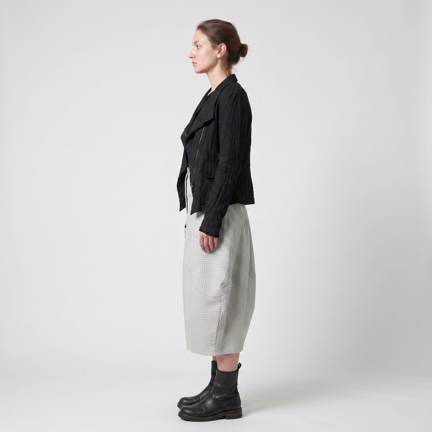 Checkered High-Waist Sculpted Skirt