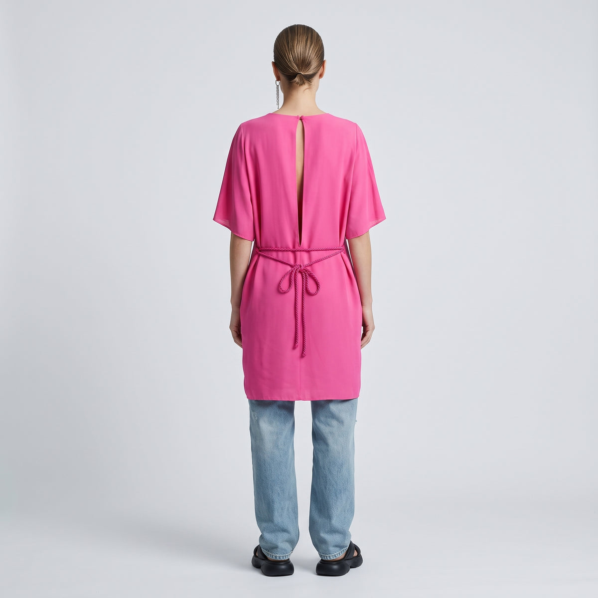 Vibrant Pink Pleated Mini Dress