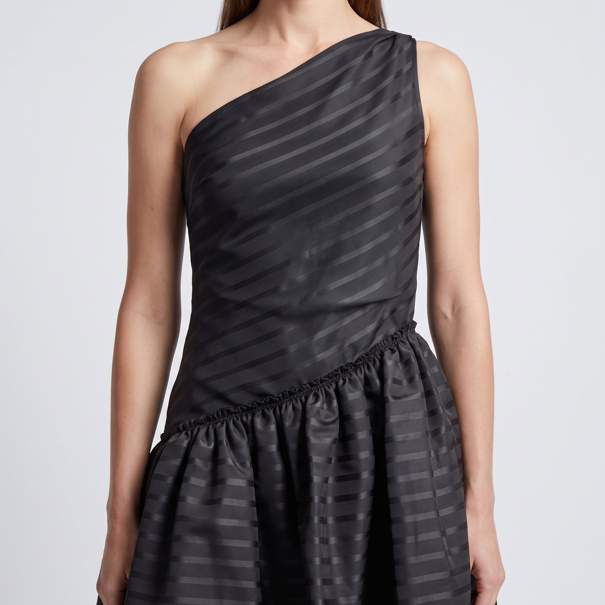 One Shoulder Striped Cocktail Dress