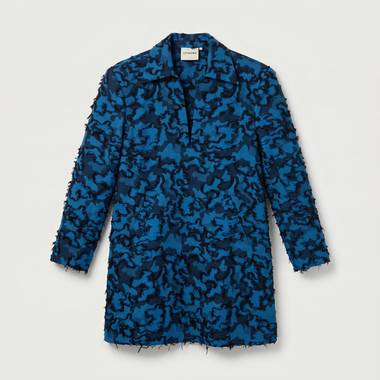 Textured Blue Fringed Jacket
