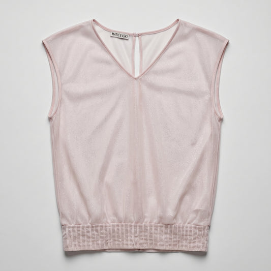 Pink Shimmer Sleeveless Blouse