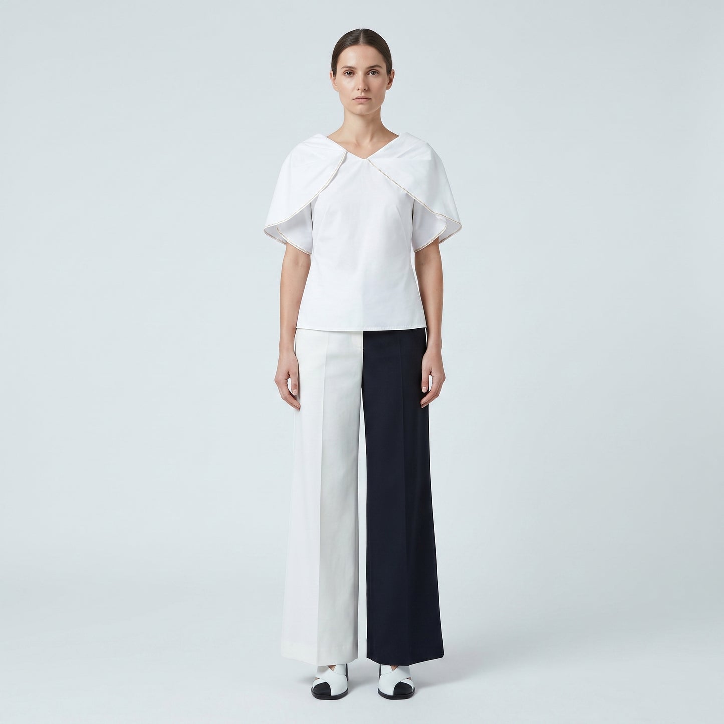 Architectural Ruffled Cotton Blouse