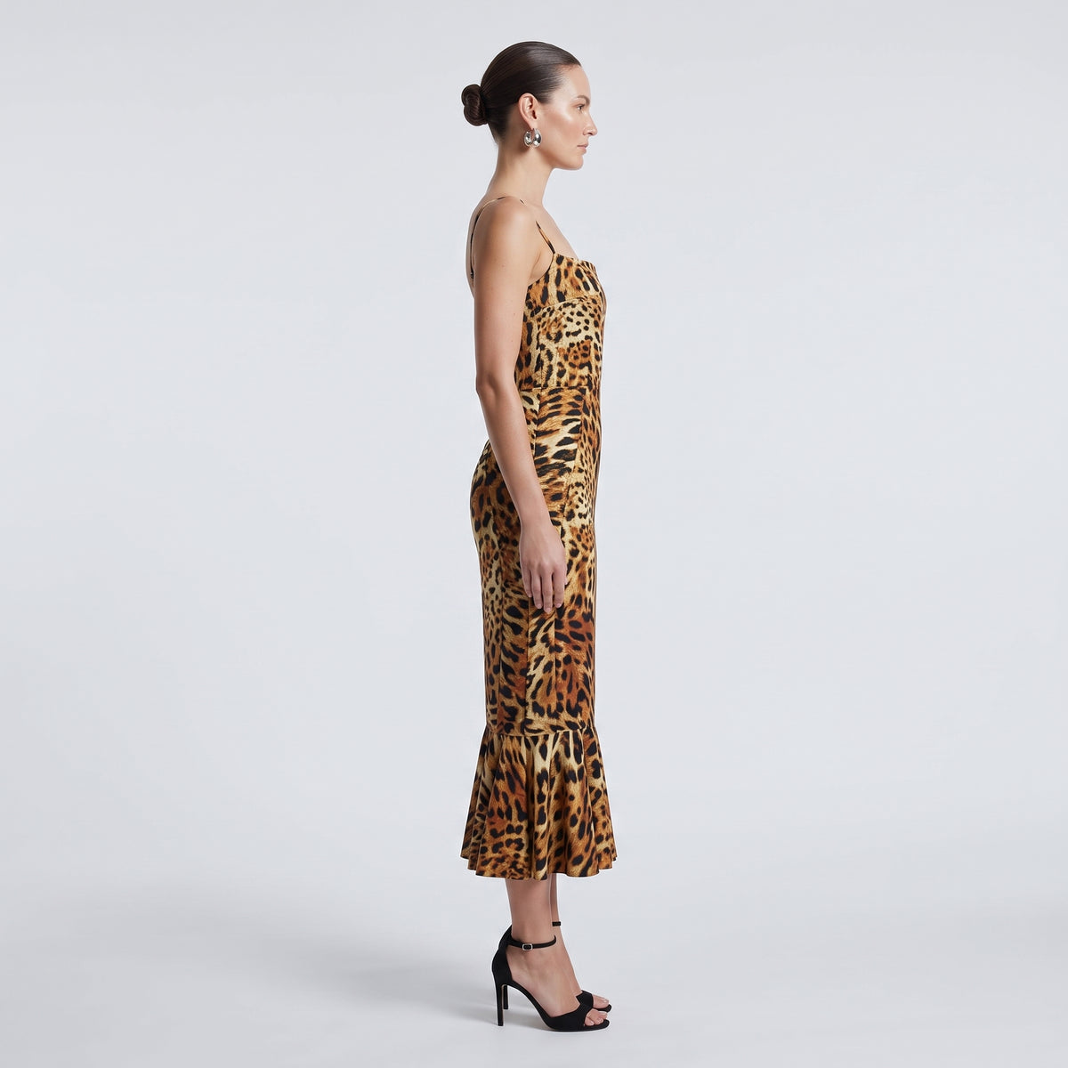 Leopard Print Midi Slip Dress