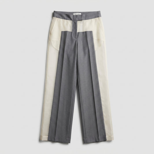 Pinstripe Paneled Tailored Trousers