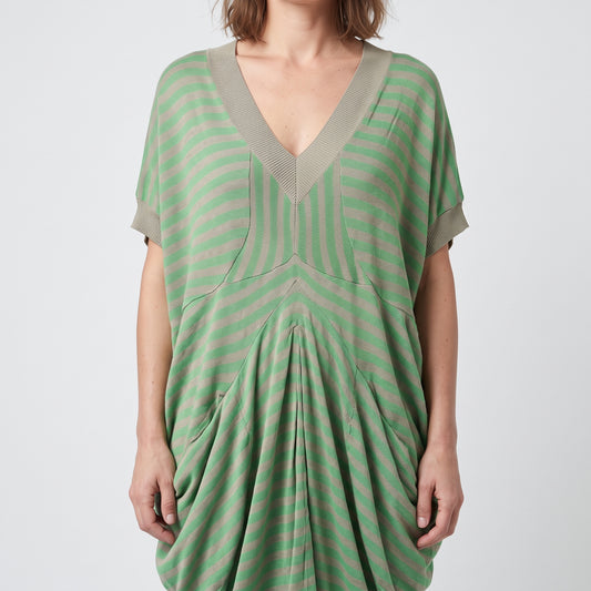 Striped V-Neck Draped Top