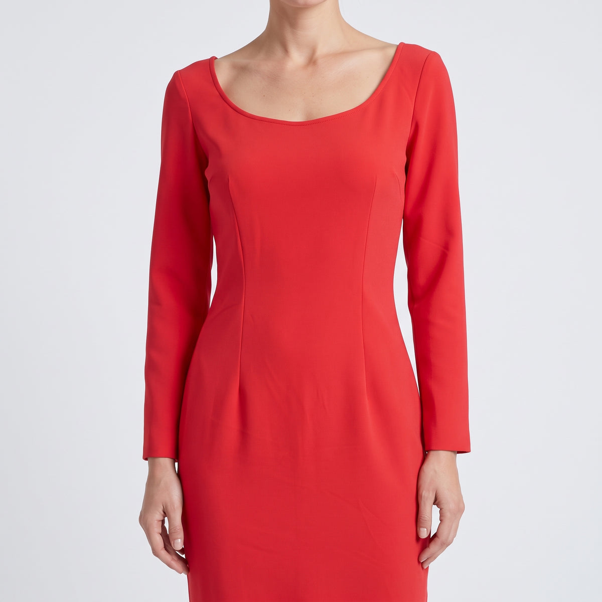 Elegant Red Ruffle Hem Dress