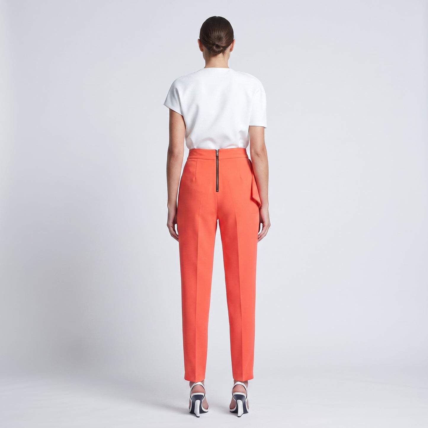 Structured High-Waisted Coral Trousers