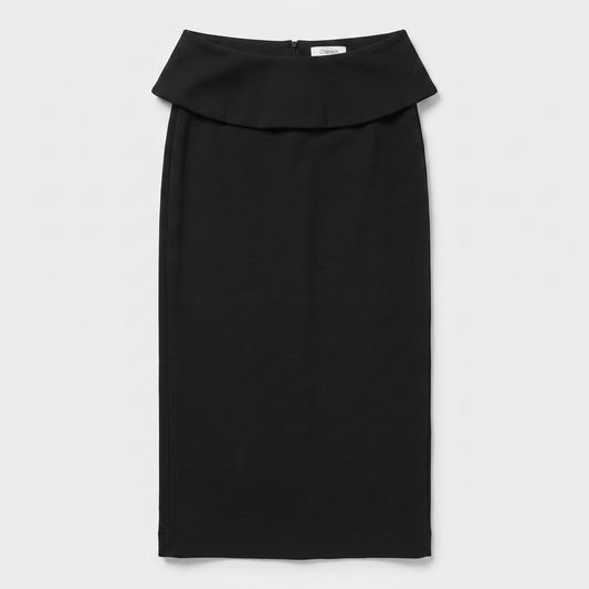 Structured Fold-Over Midi Skirt