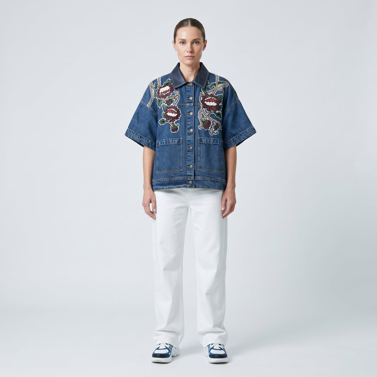 Embroidered Floral Denim Jacket