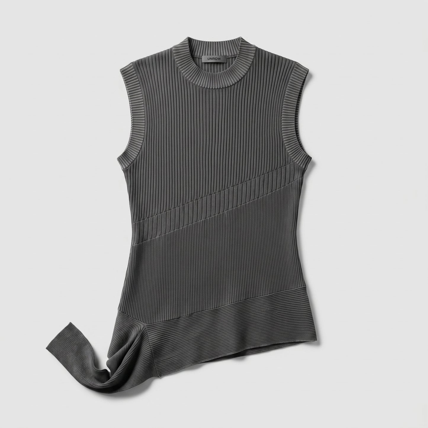 Asymmetric Ribbed Knit Sleeveless Top