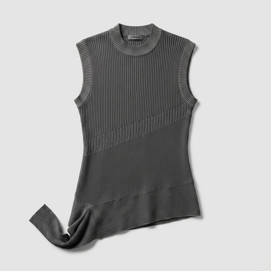 Asymmetric Ribbed Knit Sleeveless Top