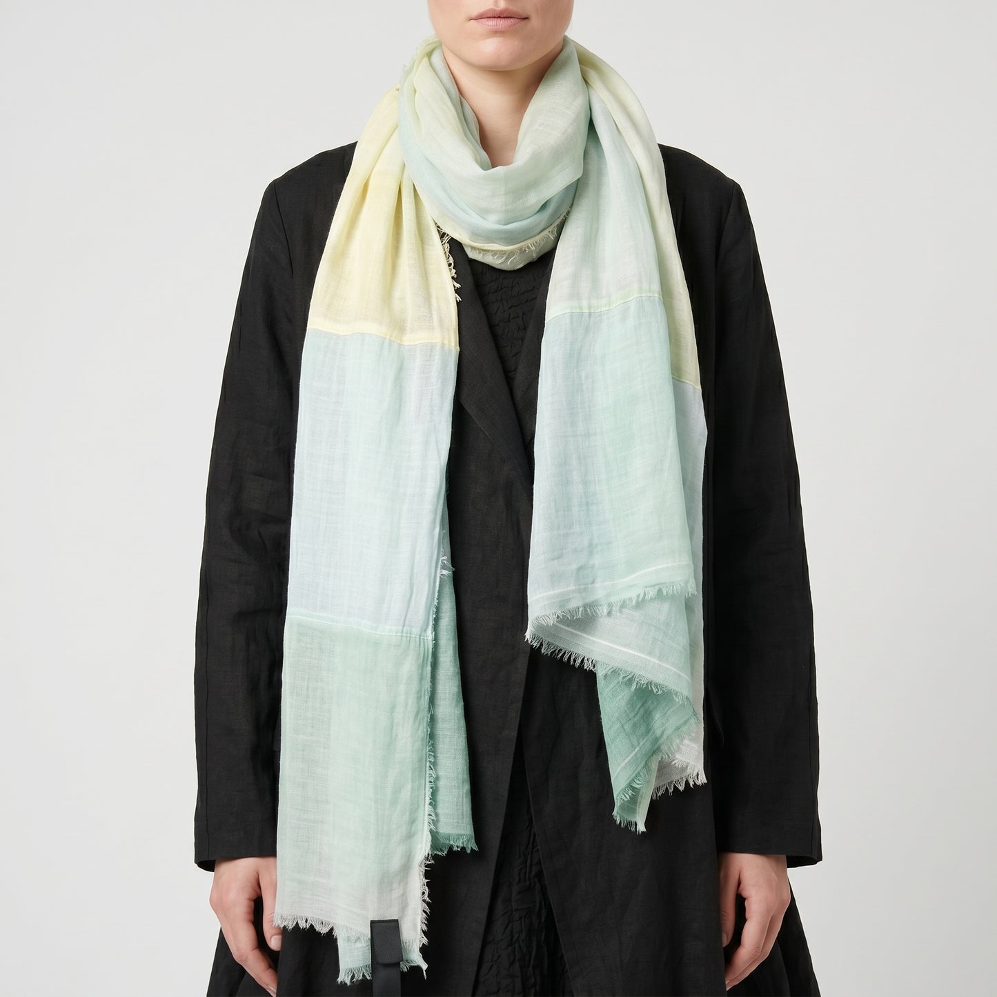 Tri-Color Frayed Linen Scarf