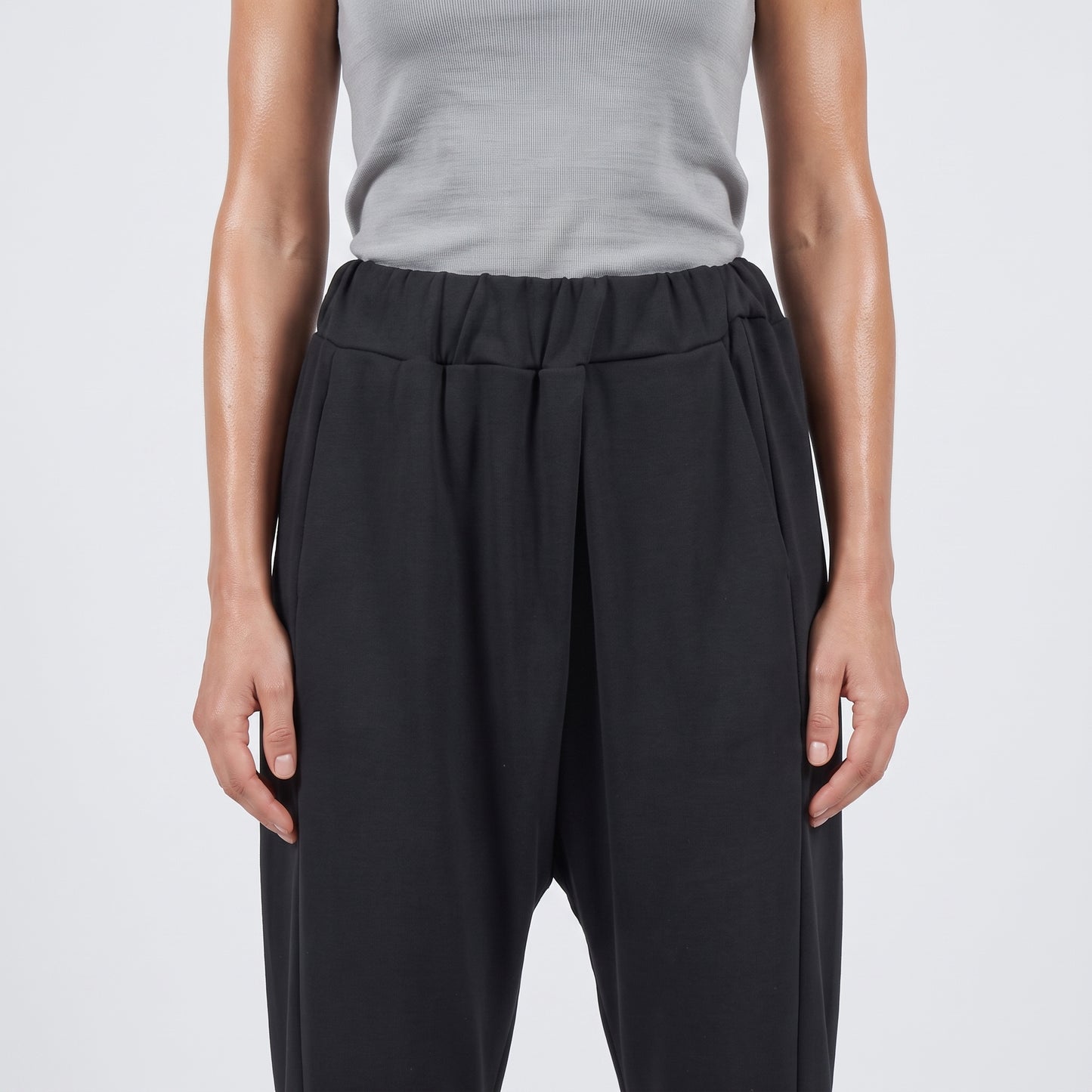 Tailored High-Waisted Black Joggers
