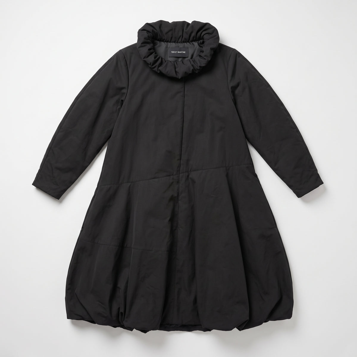 Architectural Ruched Collar Padded Coat