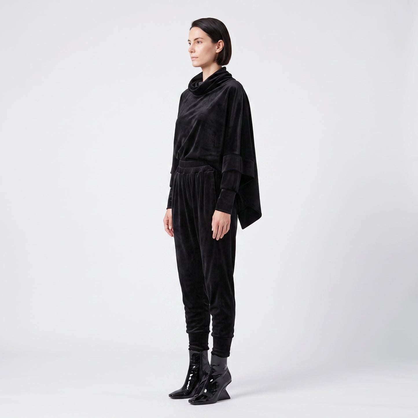 Velvet Draped Waist Joggers