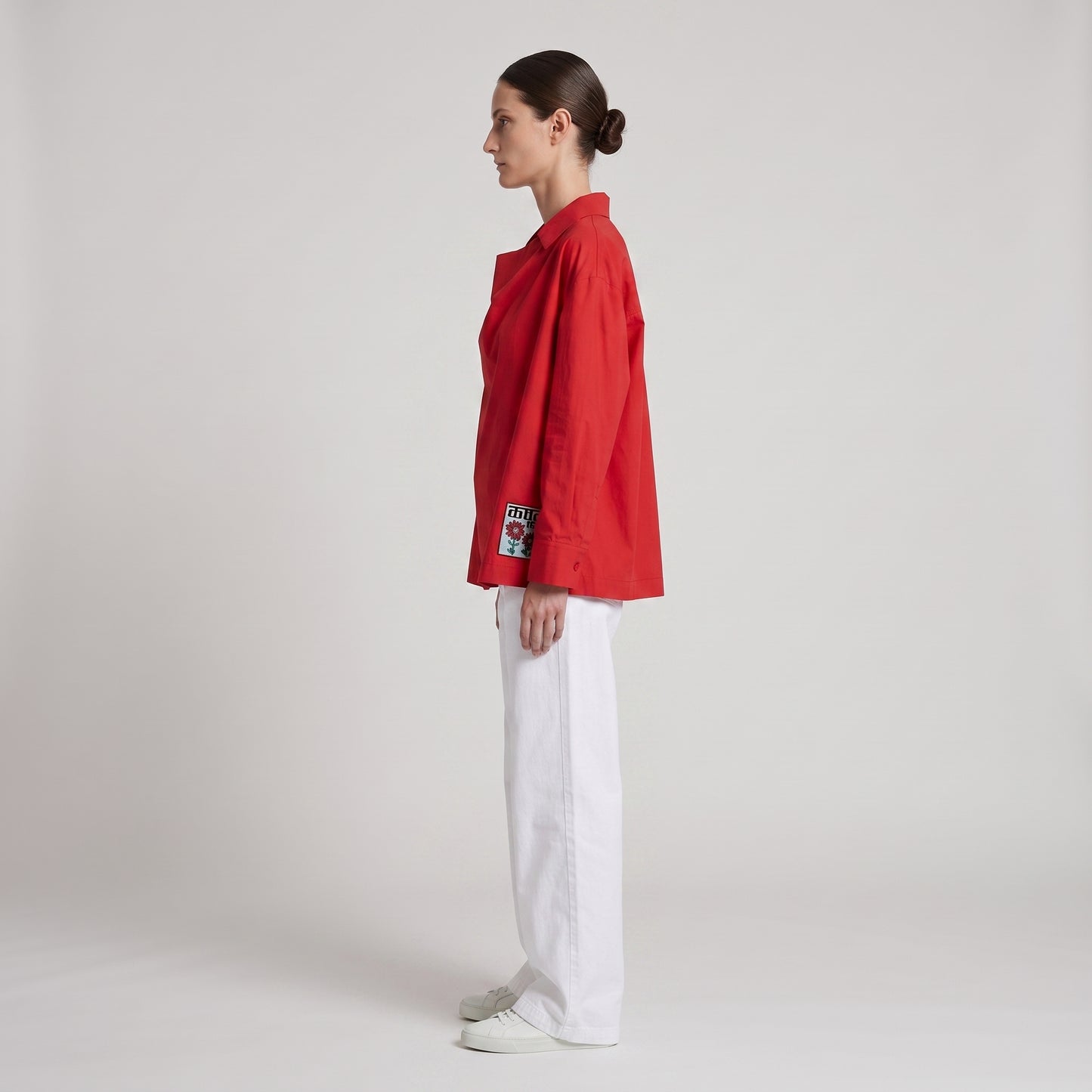 Draped Collar Long Sleeve Blouse