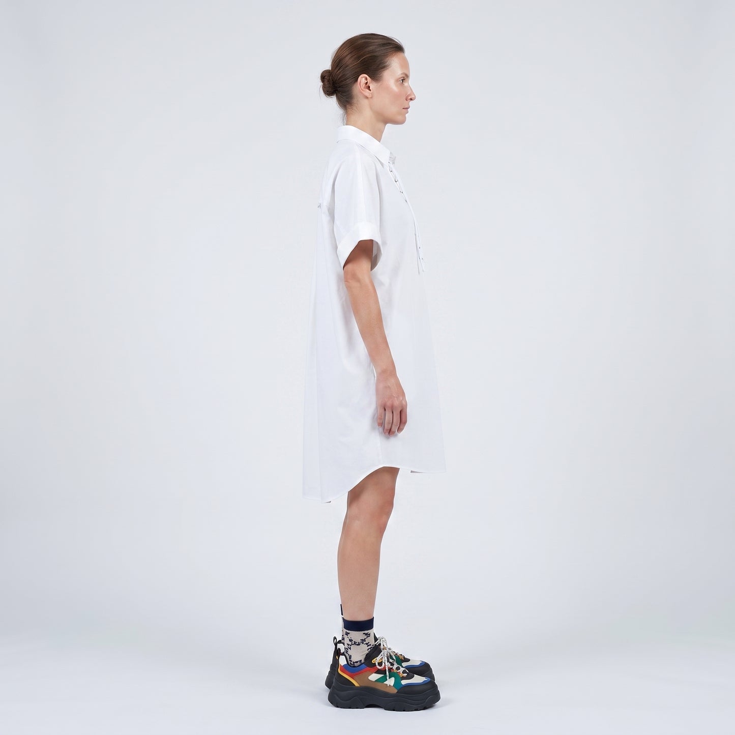 Lace-Up Cotton Poplin Shirt